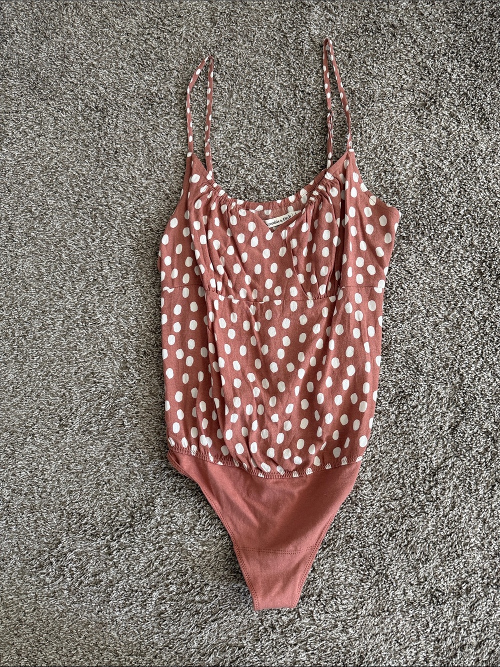 Abercrombie & Fitch Spaghetti Strap Polka Dot Thong Bodysuit Small
